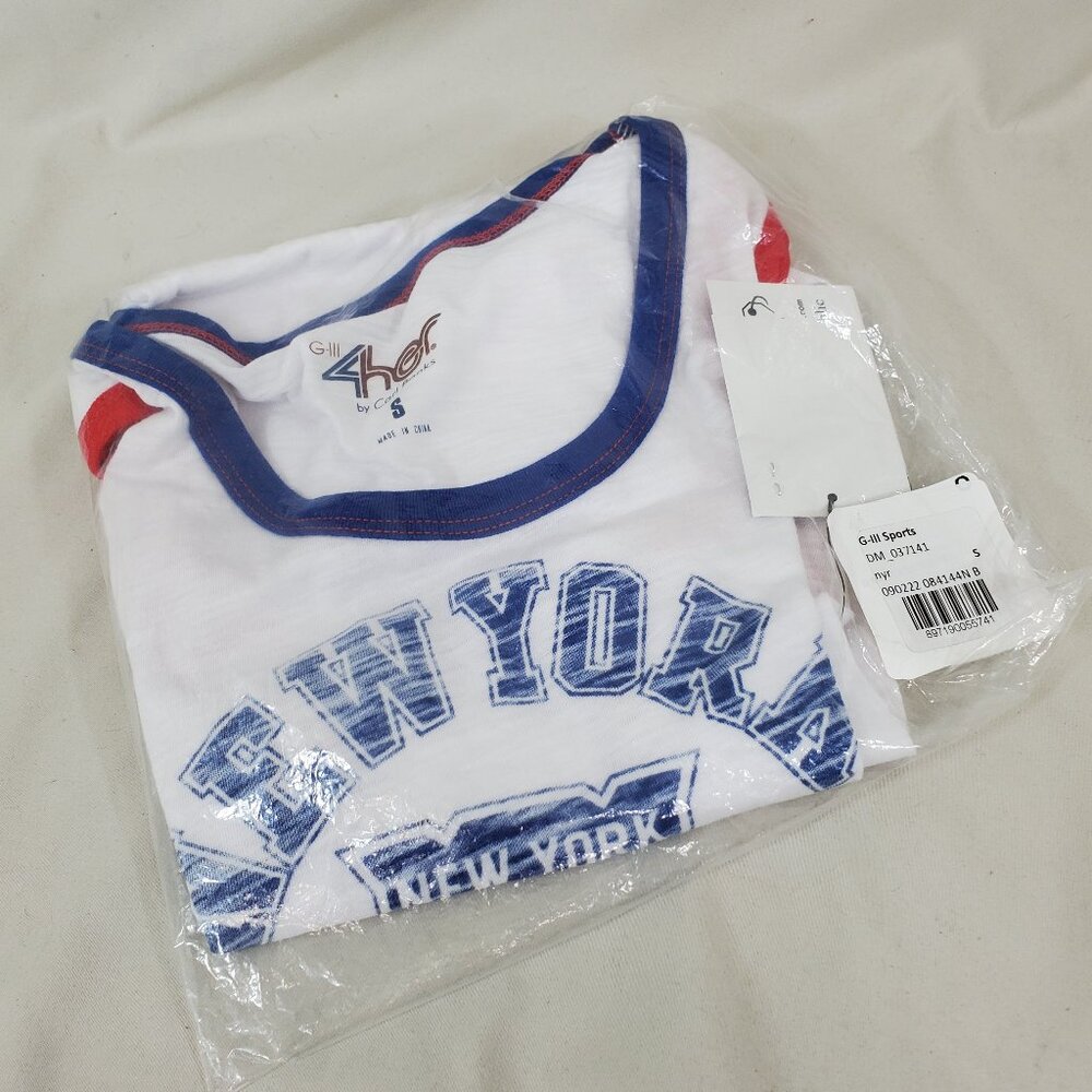 G-III NEW YORK RANGERS Hockey White Ringer Tank blue red 4her Carl Banks SMALL